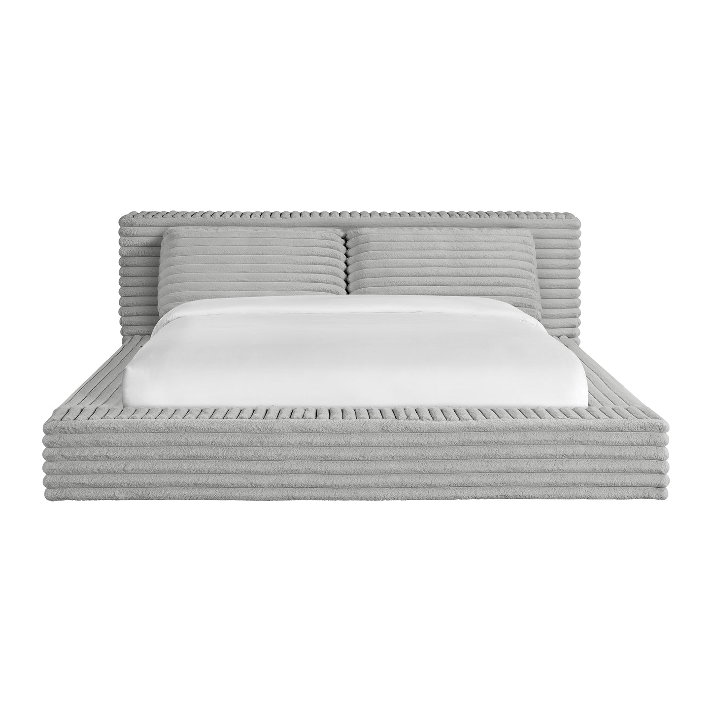 Rosebery King UPH Bed with 2 Pillows in Light Grey Corduroy