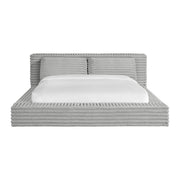 Rosebery King UPH Bed with 2 Pillows in Light Grey Corduroy