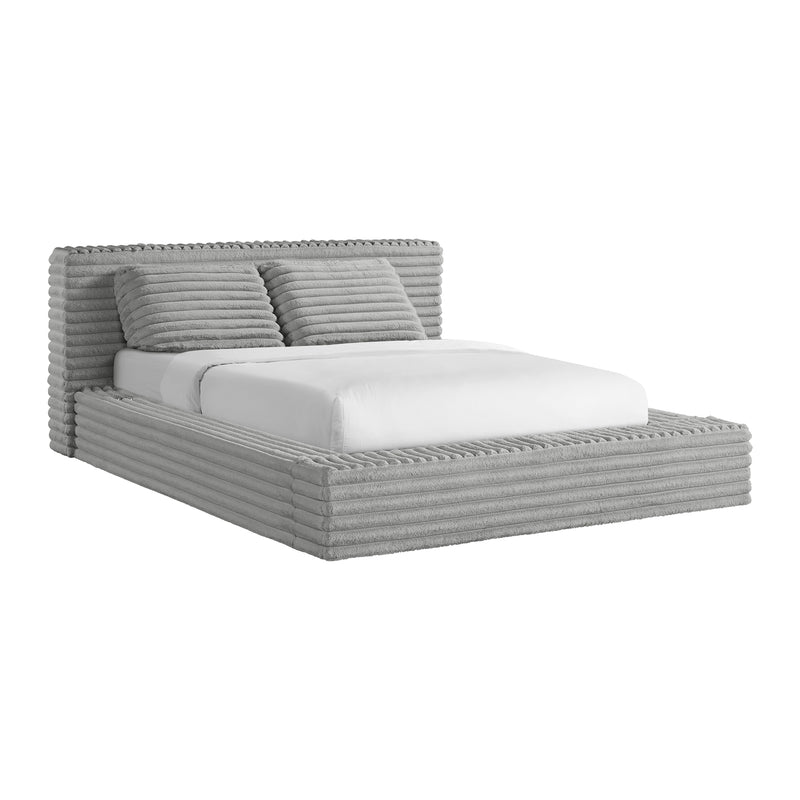 Rosebery Queen Uph Bed With 2 Pillows In Light Grey Corduroy