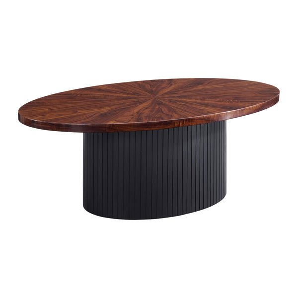 Rosemond Oval Coffee Table with Top in Cherry and Base in Black