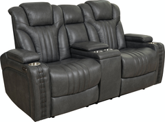 Conjunto de dos loveseats de cuero con reposacabezas y reclinación eléctrica Pulaski
