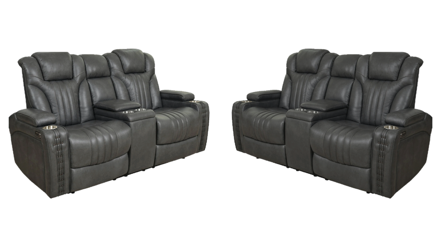 Pulaski Power Reclining Headrest - 2 Leather Loveseat Set