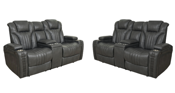 Pulaski Power Reclining Headrest - 2 Leather Loveseat Set