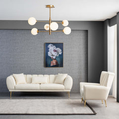 Sillón francés capitoné Gianna de bouclé beige