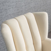 Sillón francés capitoné Gianna de bouclé beige