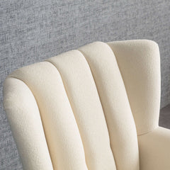 Sillón francés capitoné Gianna de bouclé beige