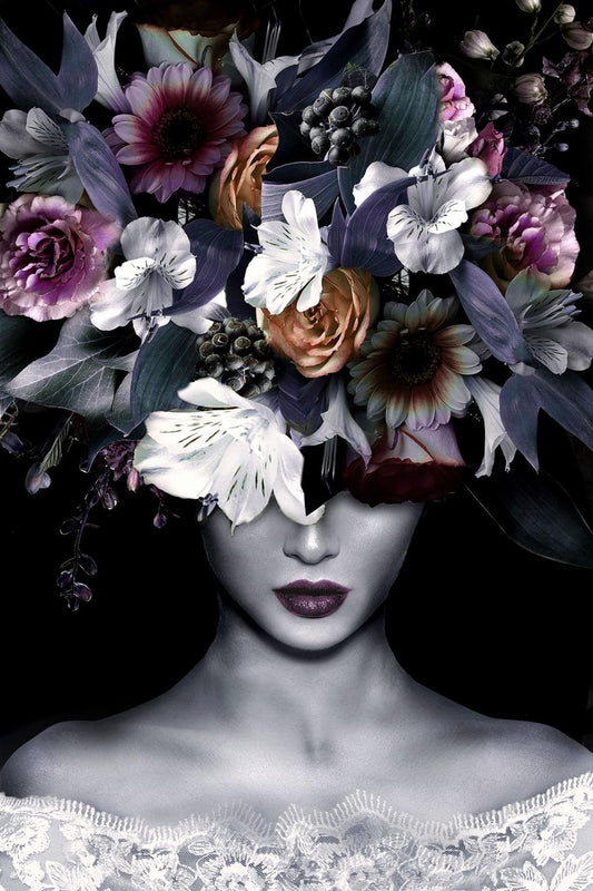 Floral Lady Front Wall Art - Temp Glass