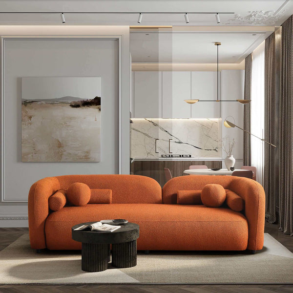 Donna Burnt Orange Japandi Style Boucle Sofa