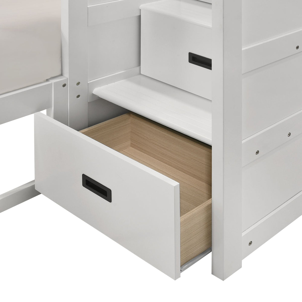 Sami Twin Over Full Step Bunk with Right HB in White