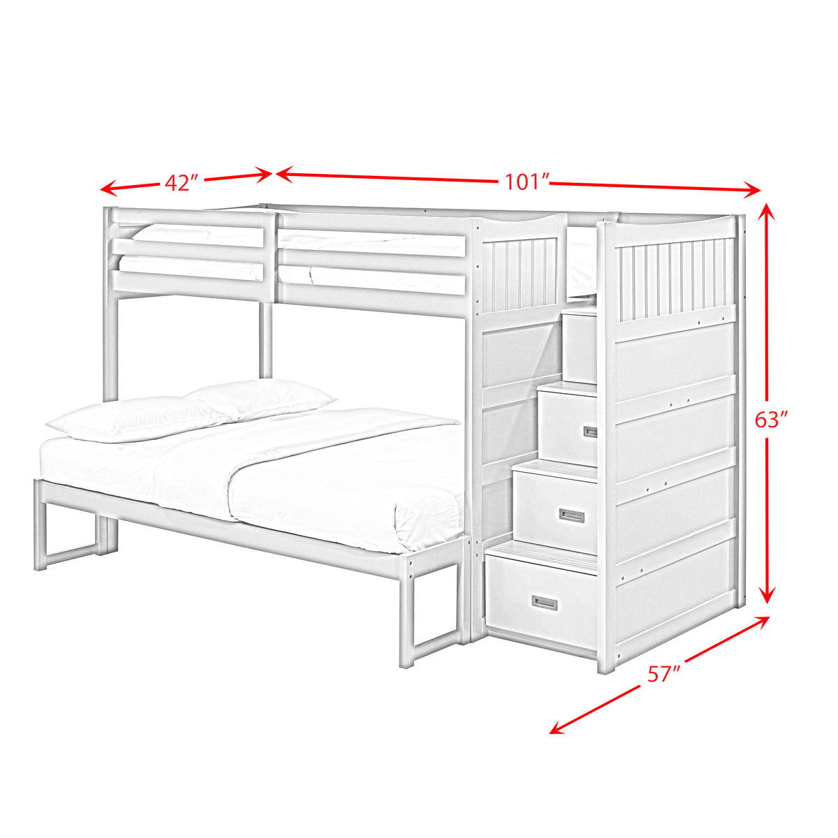 Sami Twin Over Full Step Bunk with Right HB in Espresso