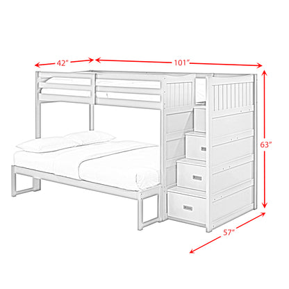 Sami Twin Over Full Step Bunk with Right HB in Espresso