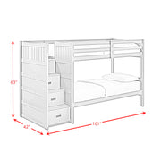 Sami Twin Over Twin Step Bunk with Left HB in White
