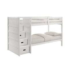Sami Twin Over Twin Step Bunk with Left HB in White