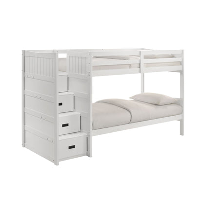 Sami Twin Over Twin Step Bunk with Left HB in White