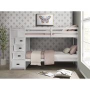 Sami Twin Over Twin Step Bunk with Left HB in White