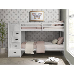 Sami Twin Over Twin Step Bunk with Left HB in White