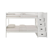 Sami Twin Over Twin Step Bunk with Right HB in White