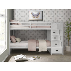 Sami Twin Over Twin Step Bunk with Right HB in White