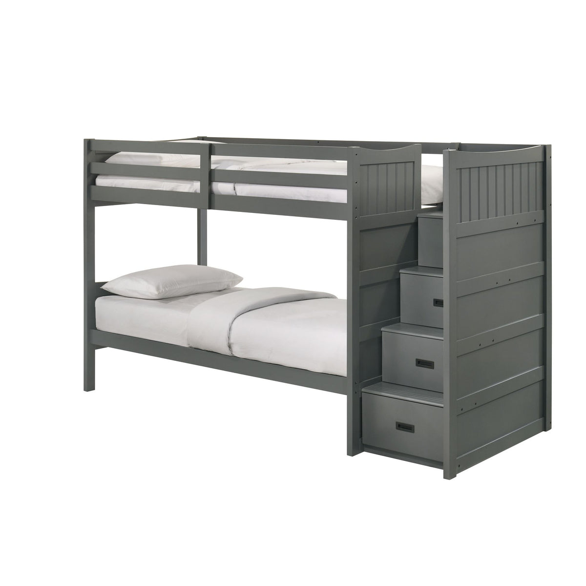 Sami Twin Over Twin Step Bunk with Right HB in Grey