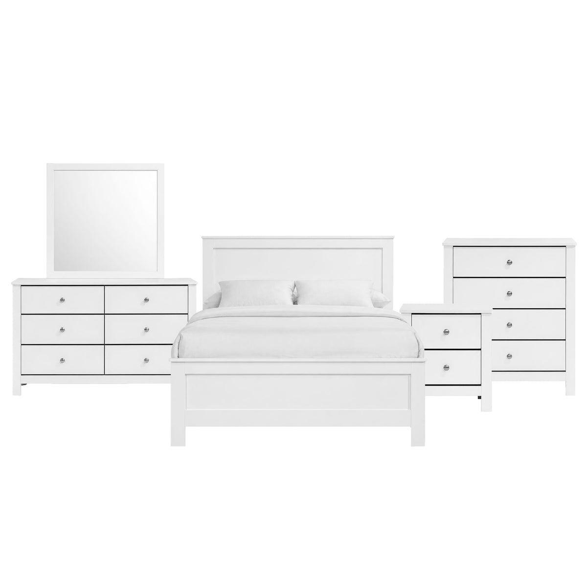 Sami Youth Full Panel 5PC Bedroom Set in White