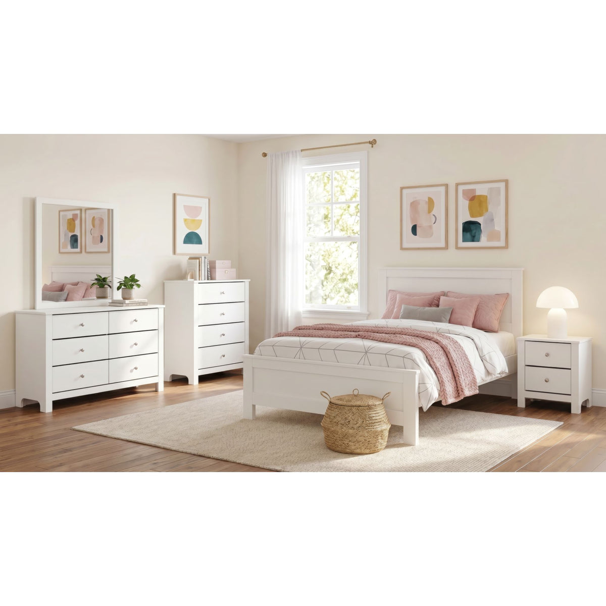 Sami Youth Full Panel 5PC Bedroom Set in White