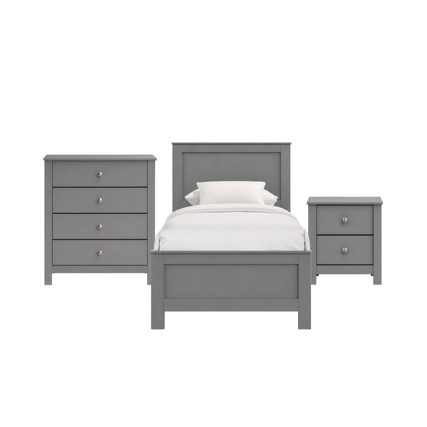 Sami Youth Twin Panel 3PC Bedroom Set in Grey