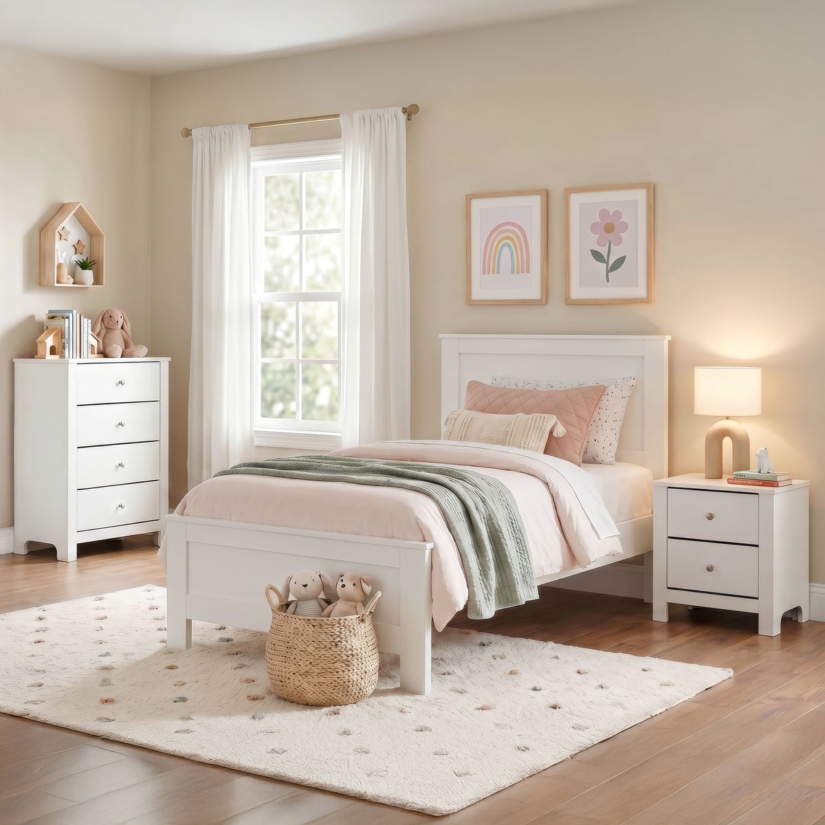 Sami Youth Twin Panel 3PC Bedroom Set in White