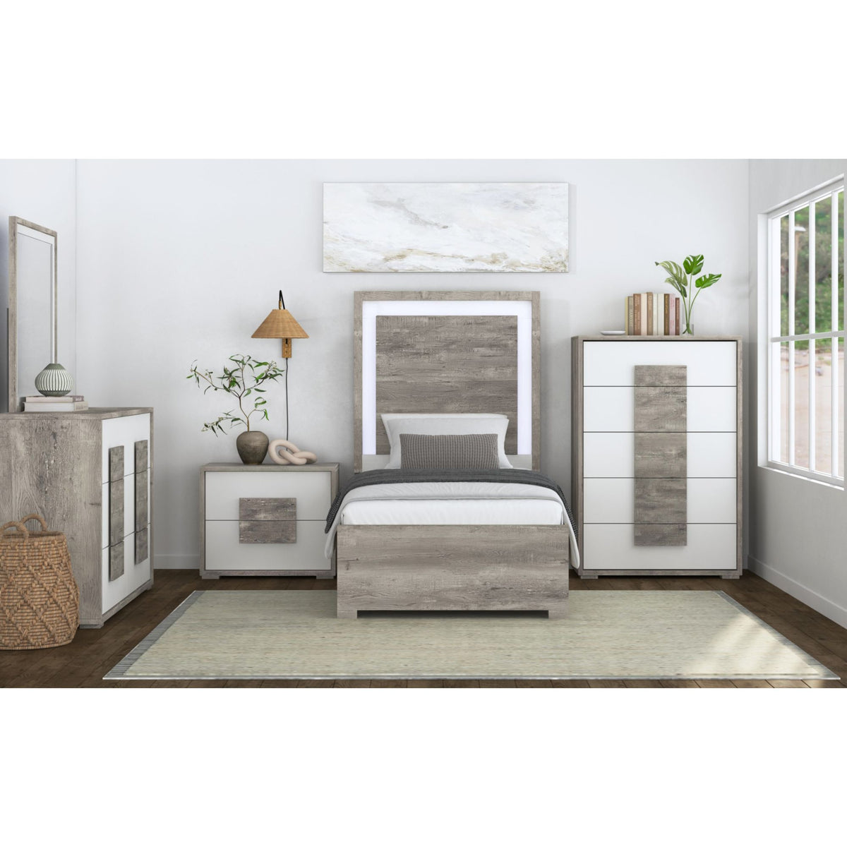 San Matteo Twin Bed With Led In Dual Tone