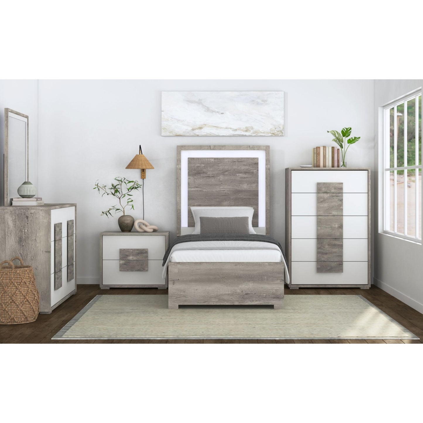 San Matteo Twin Bed with LED in Dual Tone