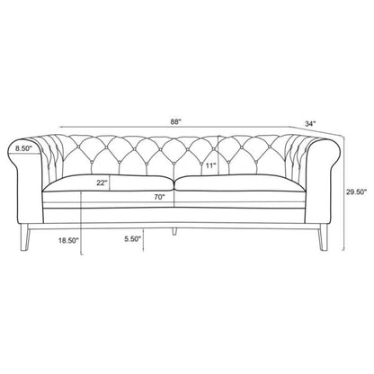 Sandrine Button-Tufted Tuxedo Arm Sofa Camel