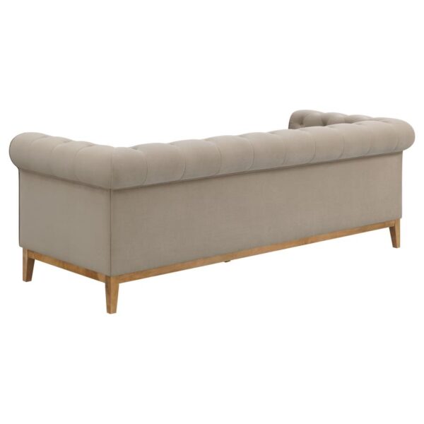 Sandrine Button-Tufted Tuxedo Arm Sofa Camel