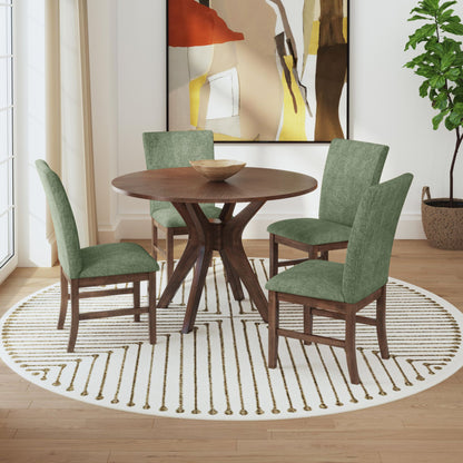 Santa Barbara Dining Side Chair with Avocado Fabric in Walnut (2 Per Carton)