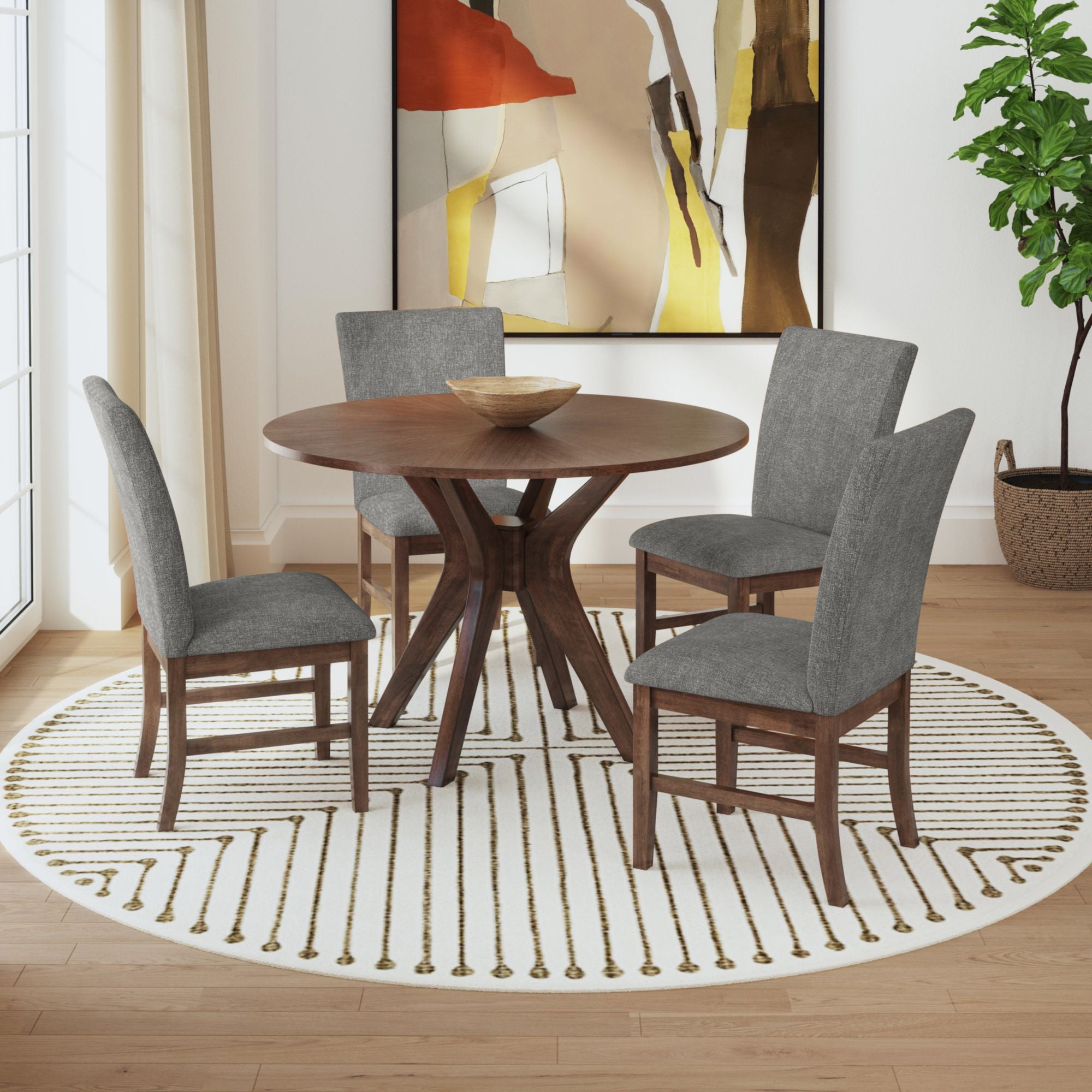 Santa Barbara Dining Side Chair with Dark Grey Fabric in Walnut (2 Per Carton)