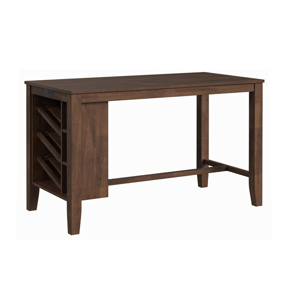 Santa Barbara Kitchen Island & 2 Counter Stools With Dark Grey Fabric In Walnut