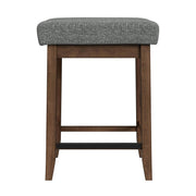 Santa Barbara Kitchen Island & 2 Counter Stools with Dark Grey Fabric in Walnut