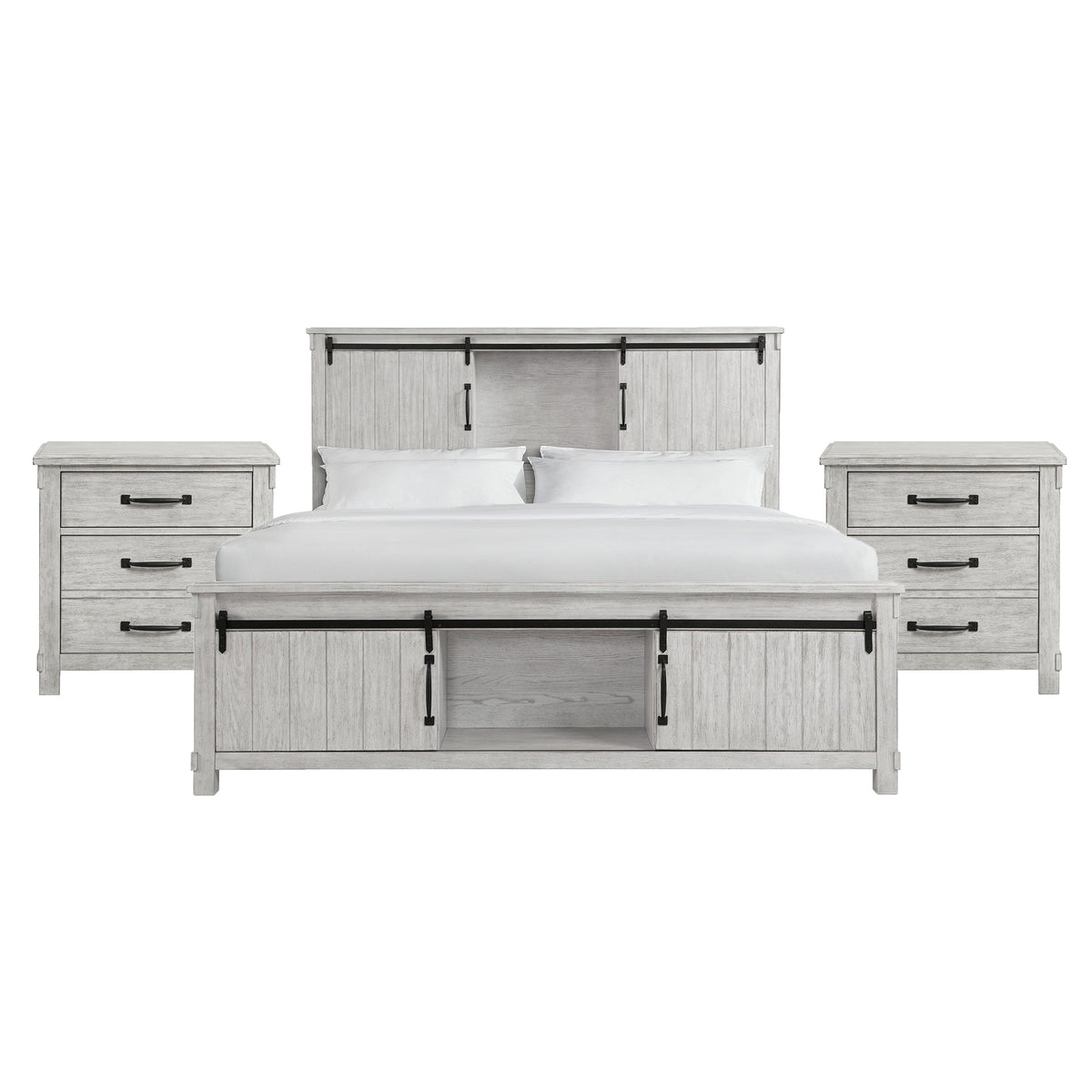 Scott King Platform Storage 3PC Bedroom Set with 2 Nightstands