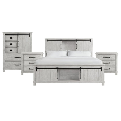 Scott King Platform Storage 4PC Bedroom Set with 2 Nightstands & Chest