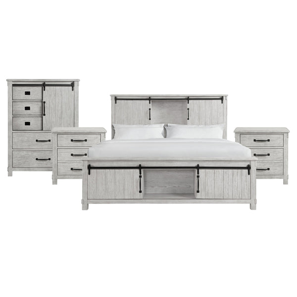Scott King Platform Storage 4PC Bedroom Set with 2 Nightstands & Chest