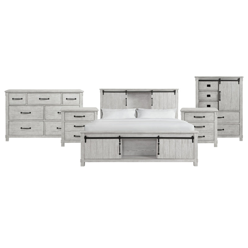 Scott King Platform Storage 5PC Bedroom Set with 2 Nightstands, Dresser & Chest