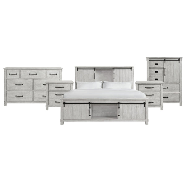 Scott King Platform Storage 5PC Bedroom Set with 2 Nightstands, Dresser & Chest