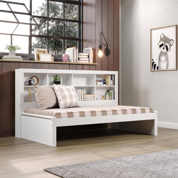 White Twin Daybed with Bookcase