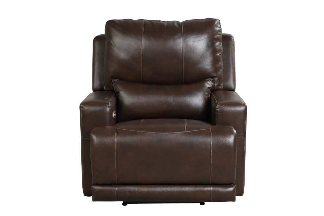 Comal Brown Leather Touch Dual Power Chair