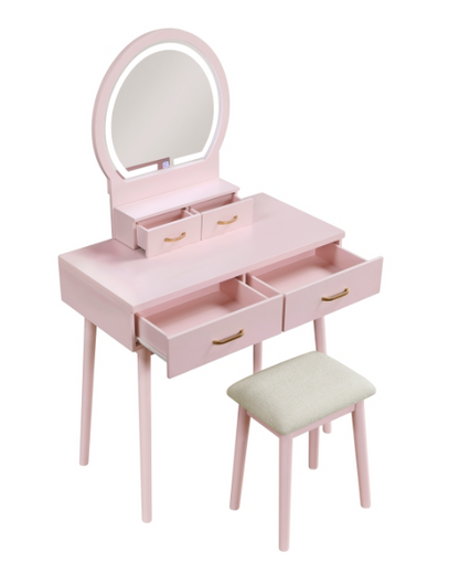Tocador Camila con espejo y taburete