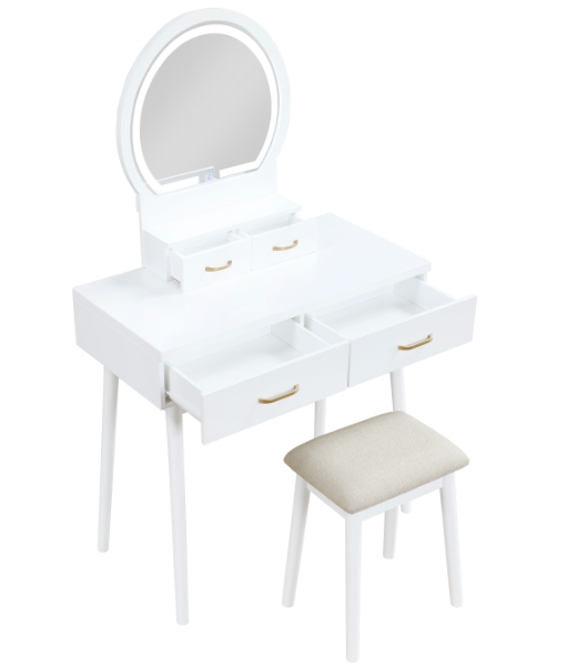 Tocador Camila con espejo y taburete