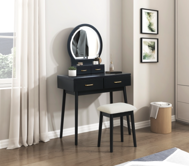 Camila Vanity Dresser W/ Mirror & Stool – Canales Furniture
