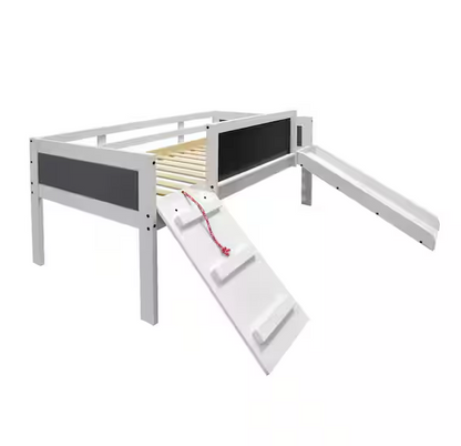 Twin Art Play Junior Low Loft con cajas de juguetes en acabado blanco lavado/gris oscuro + cama individual Junior Low Loft gratis