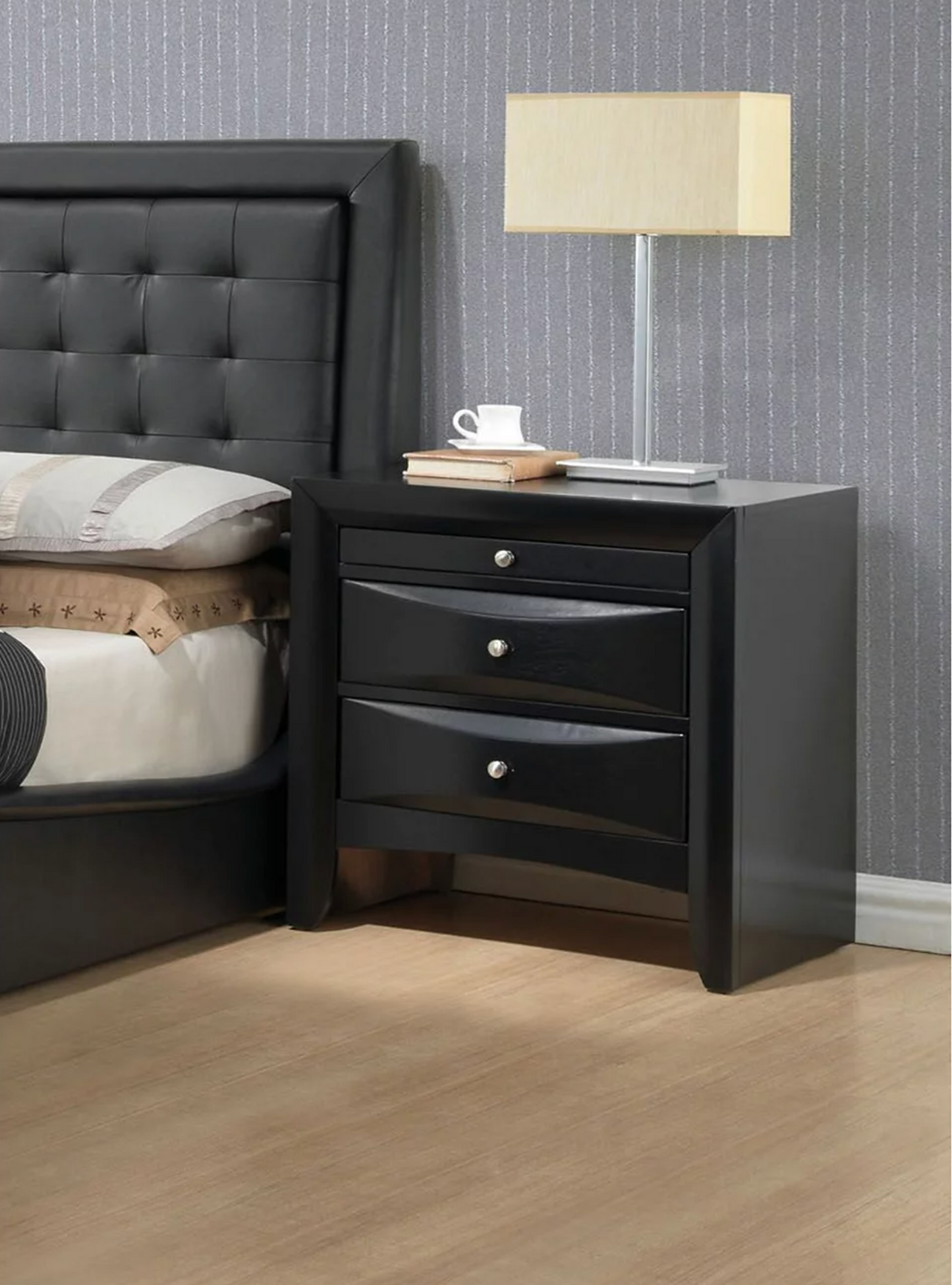 Republic 3-Drawer Black Ireland Nightstand