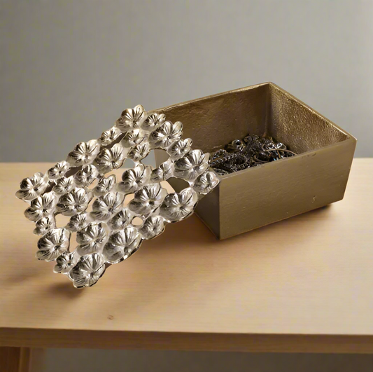 Flower Cut-out Metal Box Decor