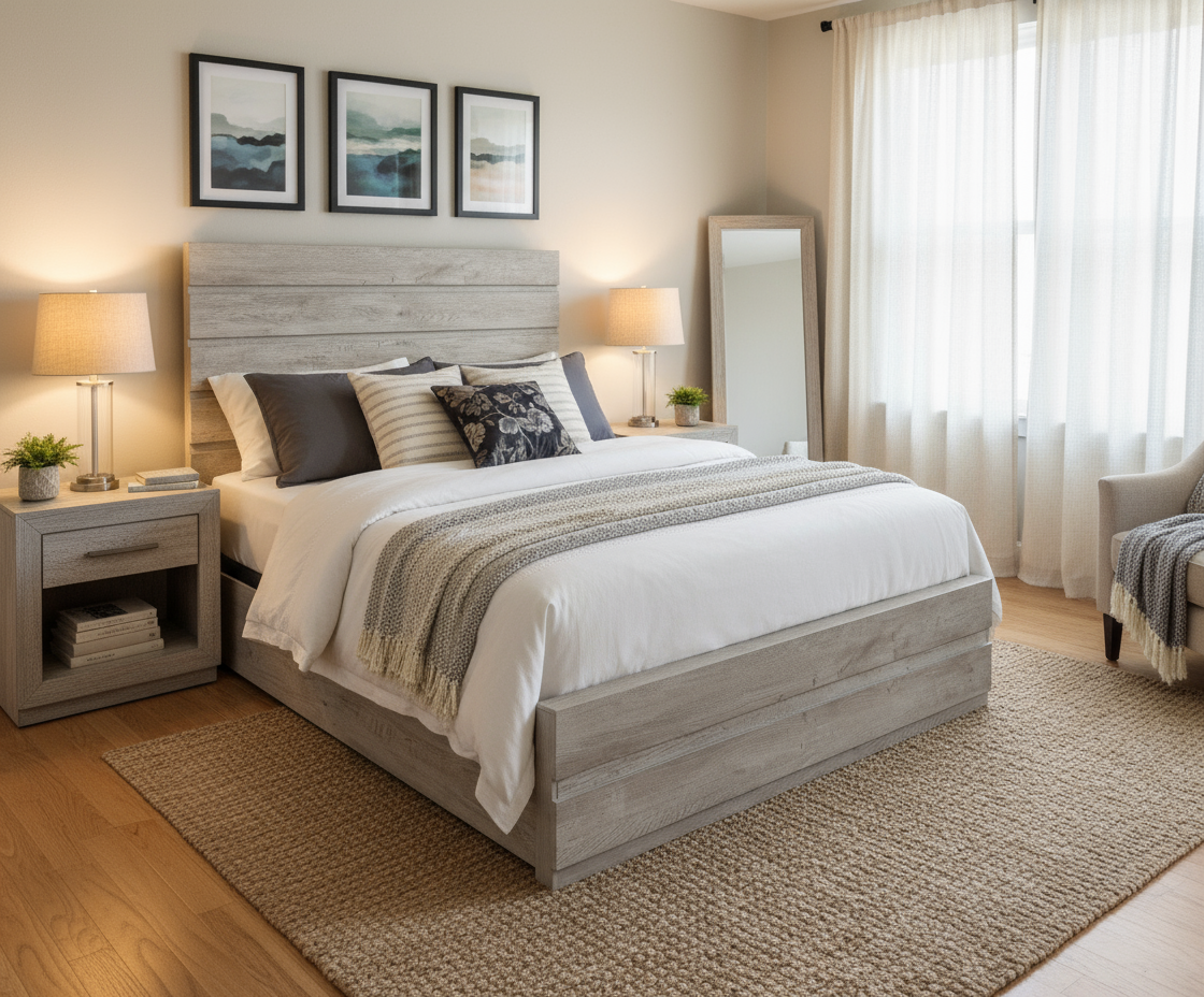 Salma Wengue Blanco Two-Tone Modern Bedroom Bed