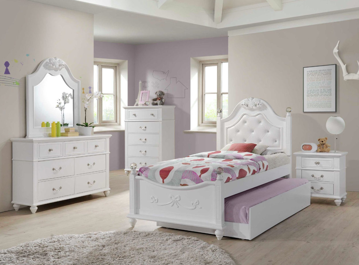 Alana Twin Plataform Bed with Storage Trundle 5PC Set